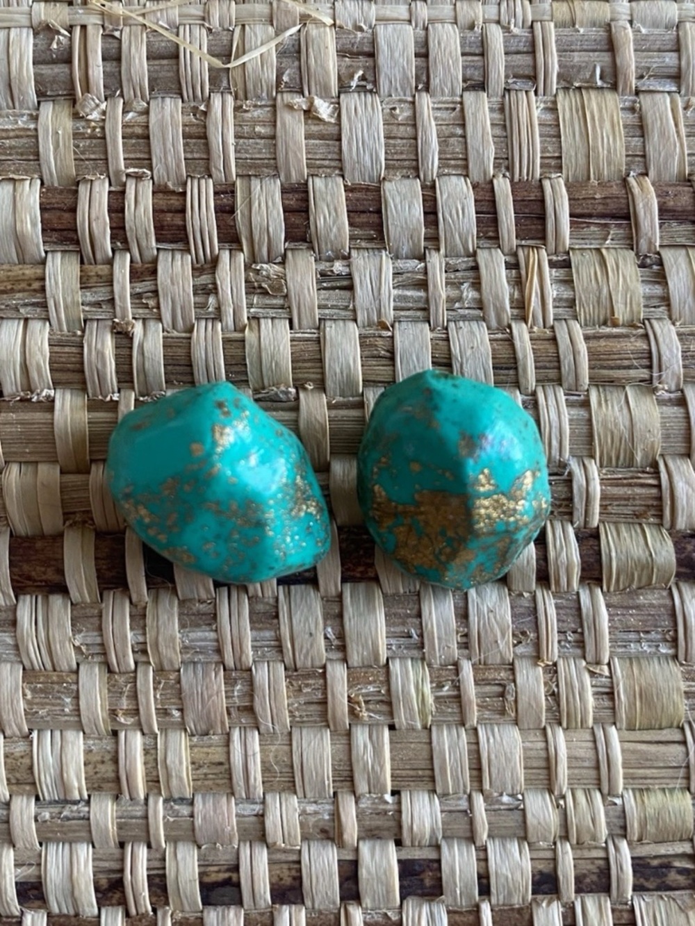 🌟4 for $20 Turquoise and Gold Geometric Shaped Polymer Clay Stud Earrings